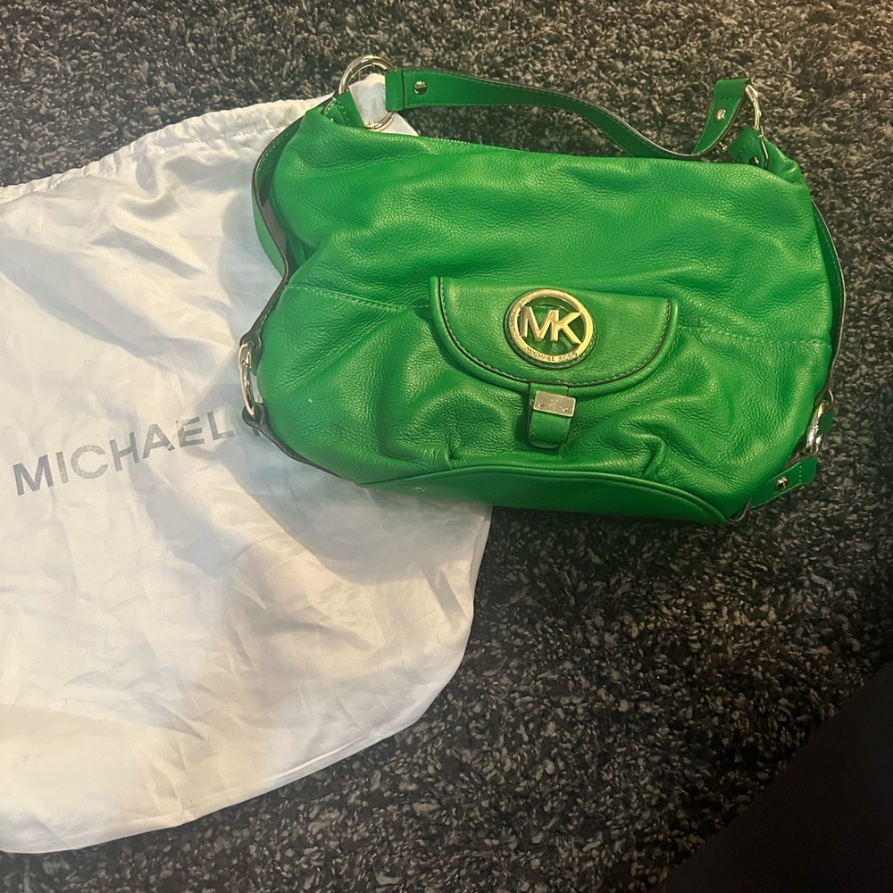 Michael Kors Green Leather Shoulder Bag